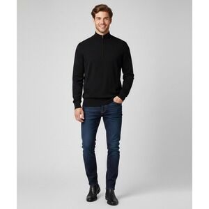 Footjoy FJ Golf Sweater Mens Medium Black 1/4 Zip 100% Wool Lined Pullover Rare